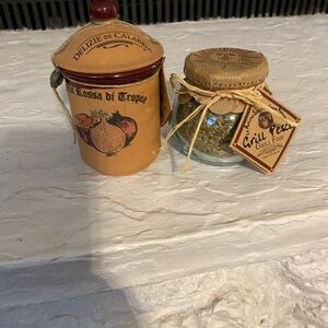 Vintage Set Lot Terracotta Delizie Rossa Di Tropea Onion Spice Jar  Grill Fish